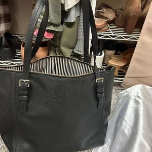 Elegant Black Leather Tote Bag